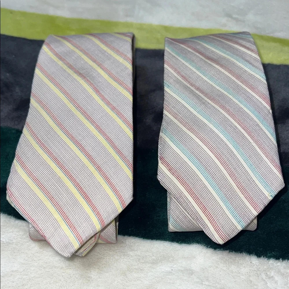 Vintage Mario Valentino Pastel Striped Men's Tie Set